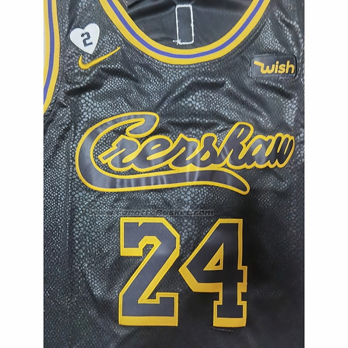 Maglia Los Angeles Lakers Kobe Bryant NO 24 Crenshaw Black Mamba Nero